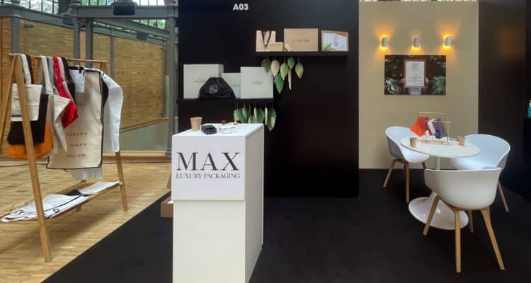 Stand Max Luxury Packaging au Luxe Pack Paris, présentant nos nouveautés et innovations packaging.