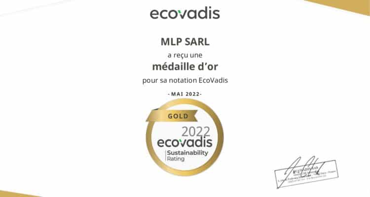 Certificat d'évaluation de durabilité écovadis décerné à Max Luxury Packaging