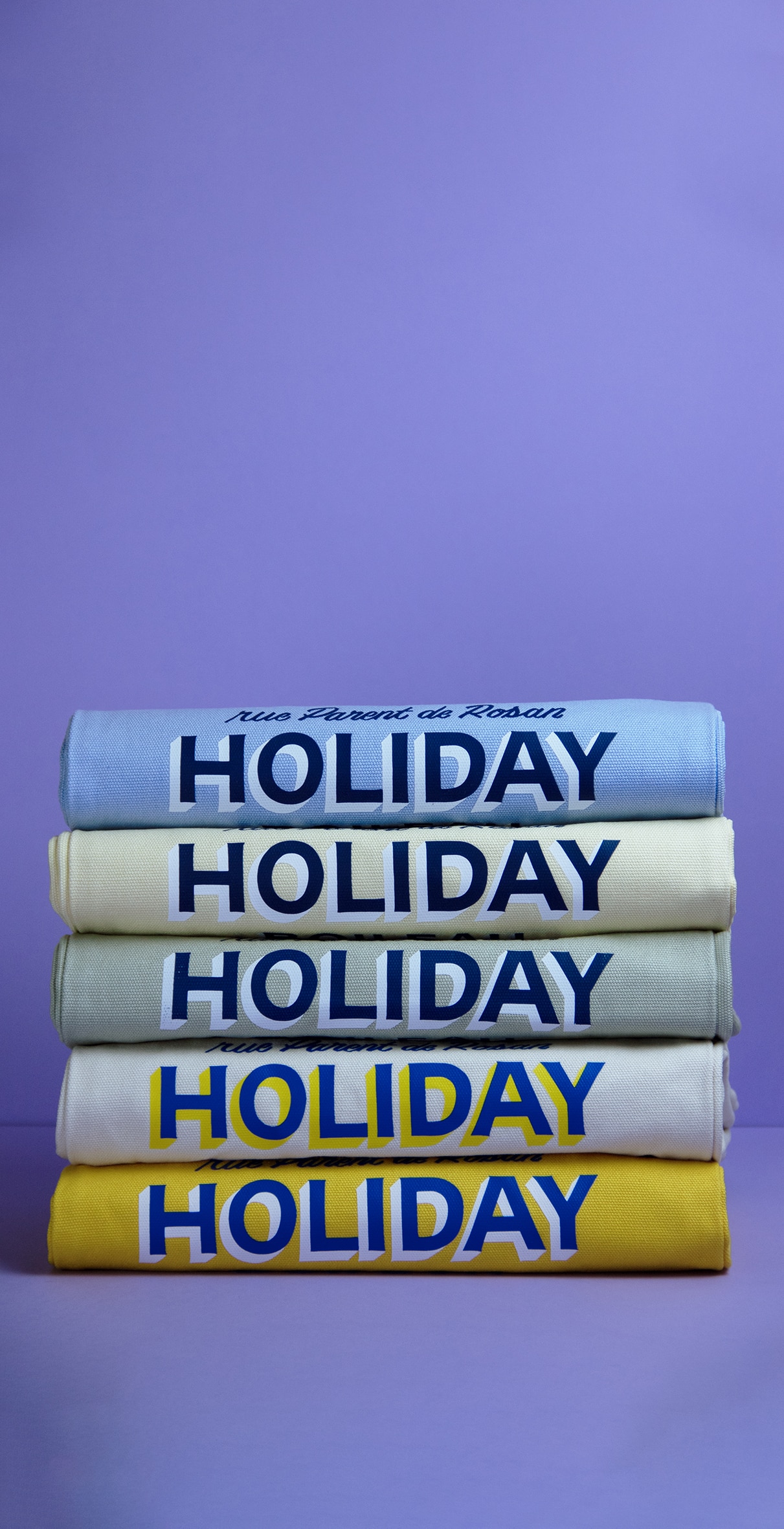 Tote bag Holiday de différentes couleurs avec marquage bicolore.