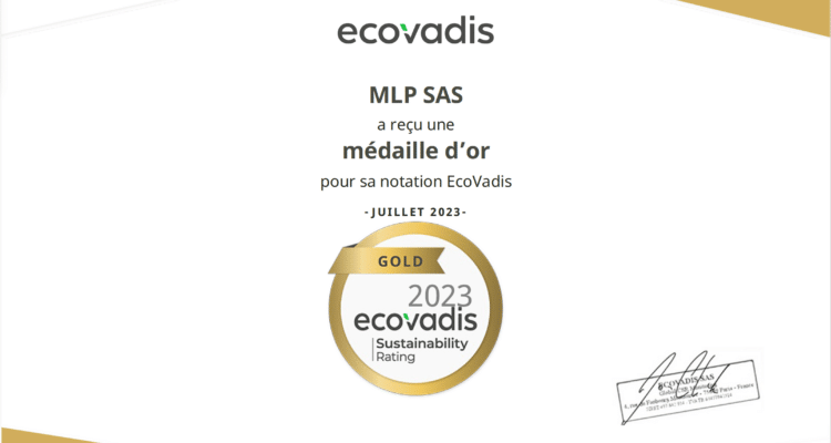 Certificat ecovadis pour Max Luxury Packaging médaille d'or 2023