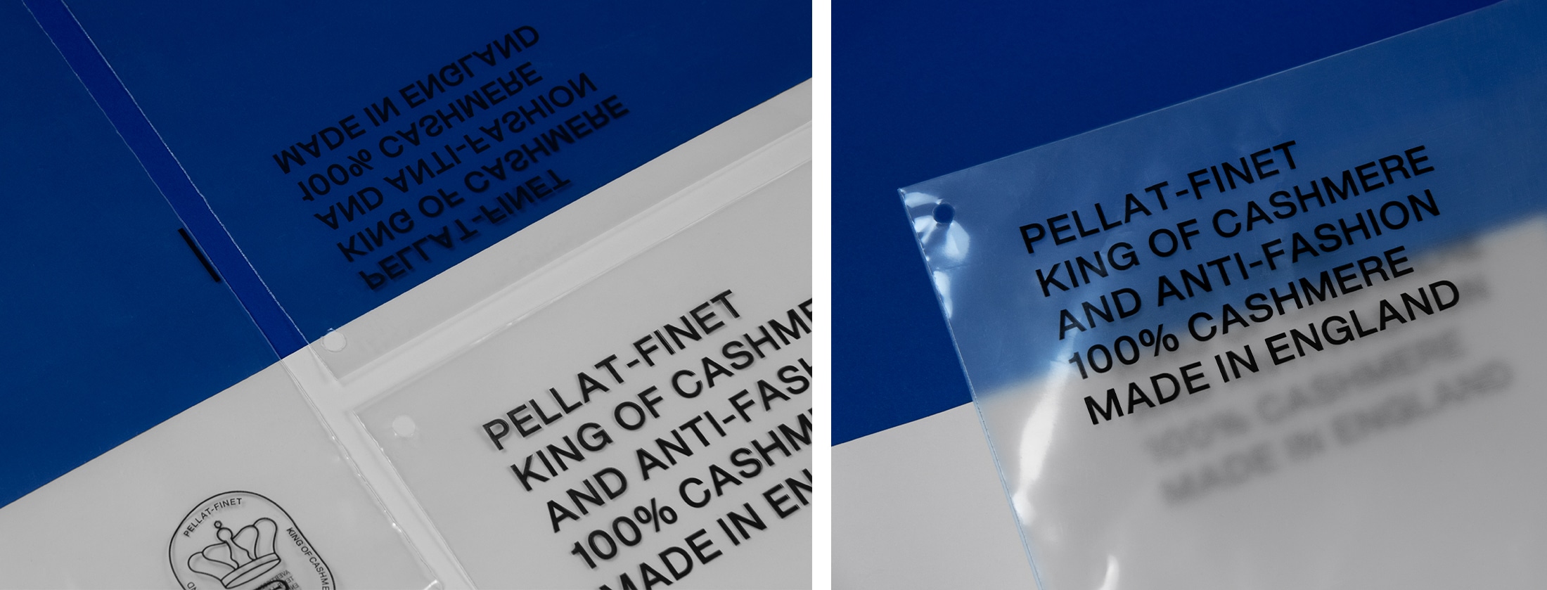 Polybag plastique bio-sourcé transparent Pellat-finet avec zipette, texte et logo noir.